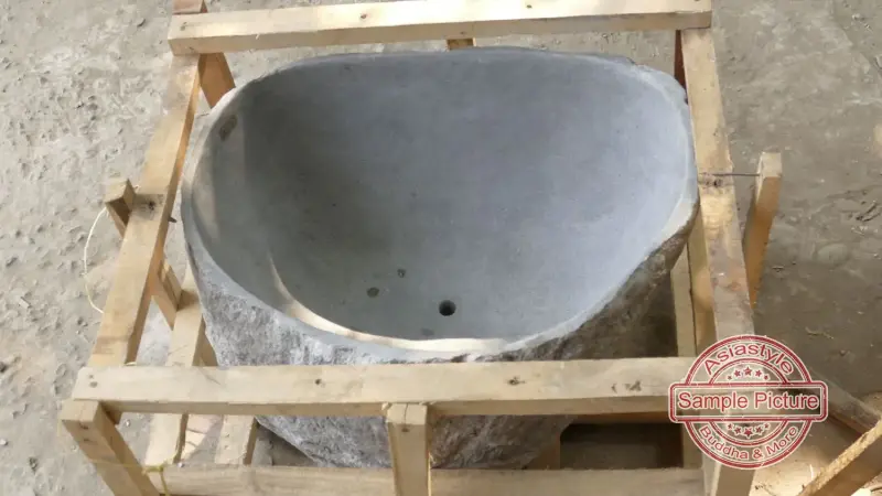 Product image 4 of the product “Basin from Riverstone, Natural surface, polished inside. Dia approx 81-85. Height 51-55 ”